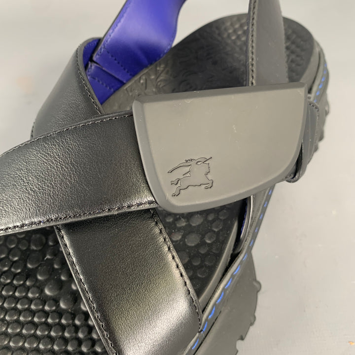 BURBERRY Size 10 Black Leather Sandals