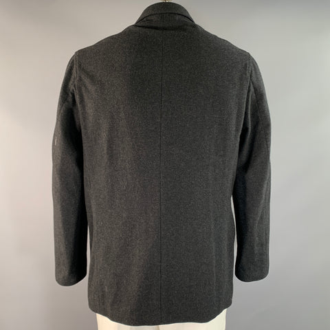 DKNY Size 42 Grey Charcoal Heather Wool Polyester Nylon Notch Lapel Jacket