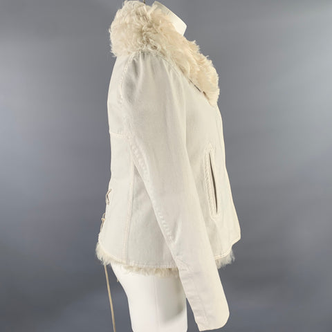 GUCCI FW 2001 by Tom Ford Size S Cream Fur Lined Cotton Jacket
