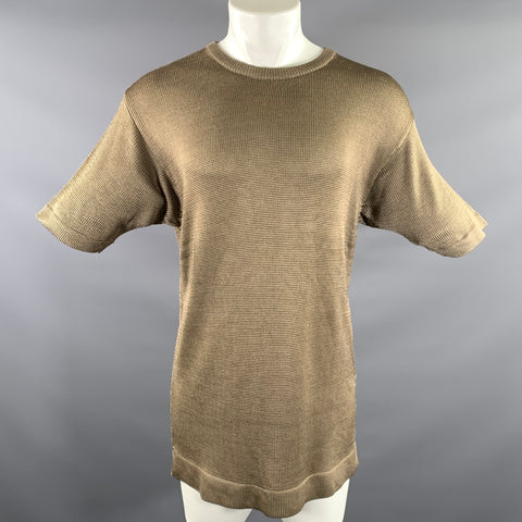 GUCCI Size S Gold Knit Silk Short Sleeve Pullover