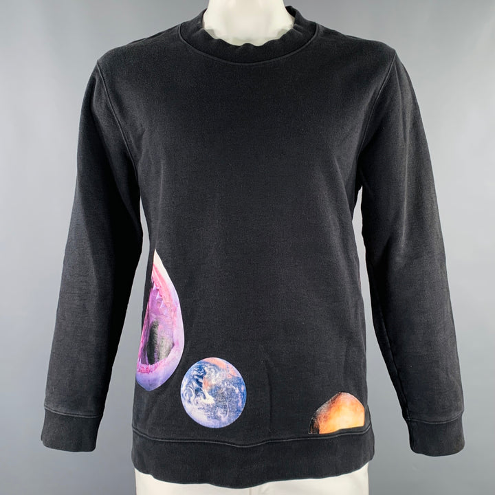 RAF SIMONS Size XXL Black Patches Cotton Crew Neck Sweatshirt