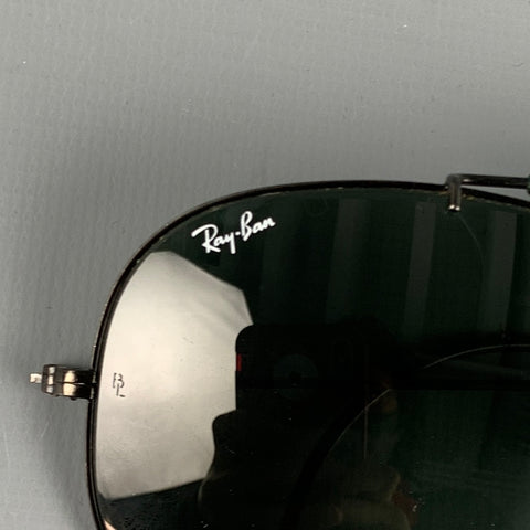 RAY-BAN Black Metallic Aviator Sunglasses
