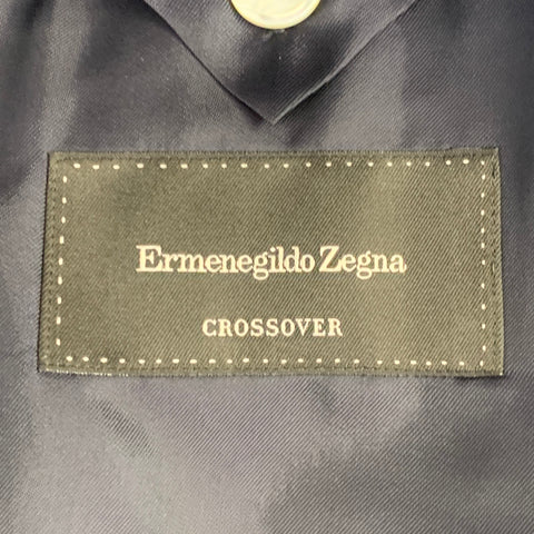 ERMENEGILDO ZEGNA Size 48 Regular Blue Navy Plaid Notch Lapel Sport Coat