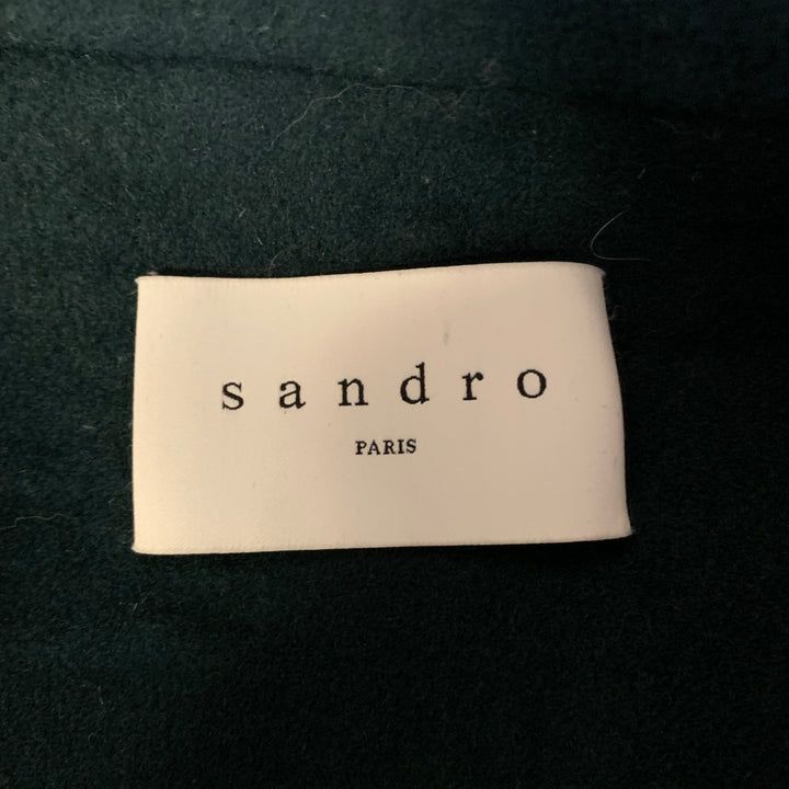 SANDRO Size 3 Teal Polyester Wool Moto Racer Coat