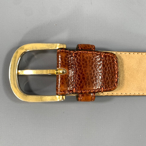 ERMENEGILDO ZEGNA Size 38 Brown Crackled Leather Belt