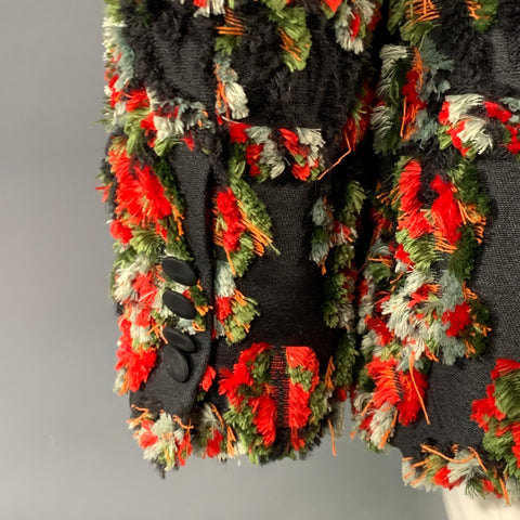 ALEXANDER MCQUEEN SS18 Size 44 Black Green Red Textured Notch Lapel Sport Coat