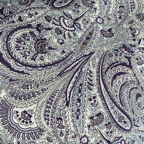 EMANUEL BERG Size XL White Purple Paisley Cotton Spread Collar Long Sleeve Shirt