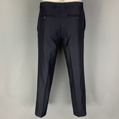 DOLCE & GABBANA Size 42 Navy Pattern Wool Blend Suit