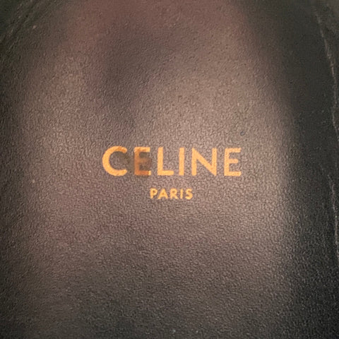 CELINE Size 10 Black White Applique Canvas High Top Sneakers