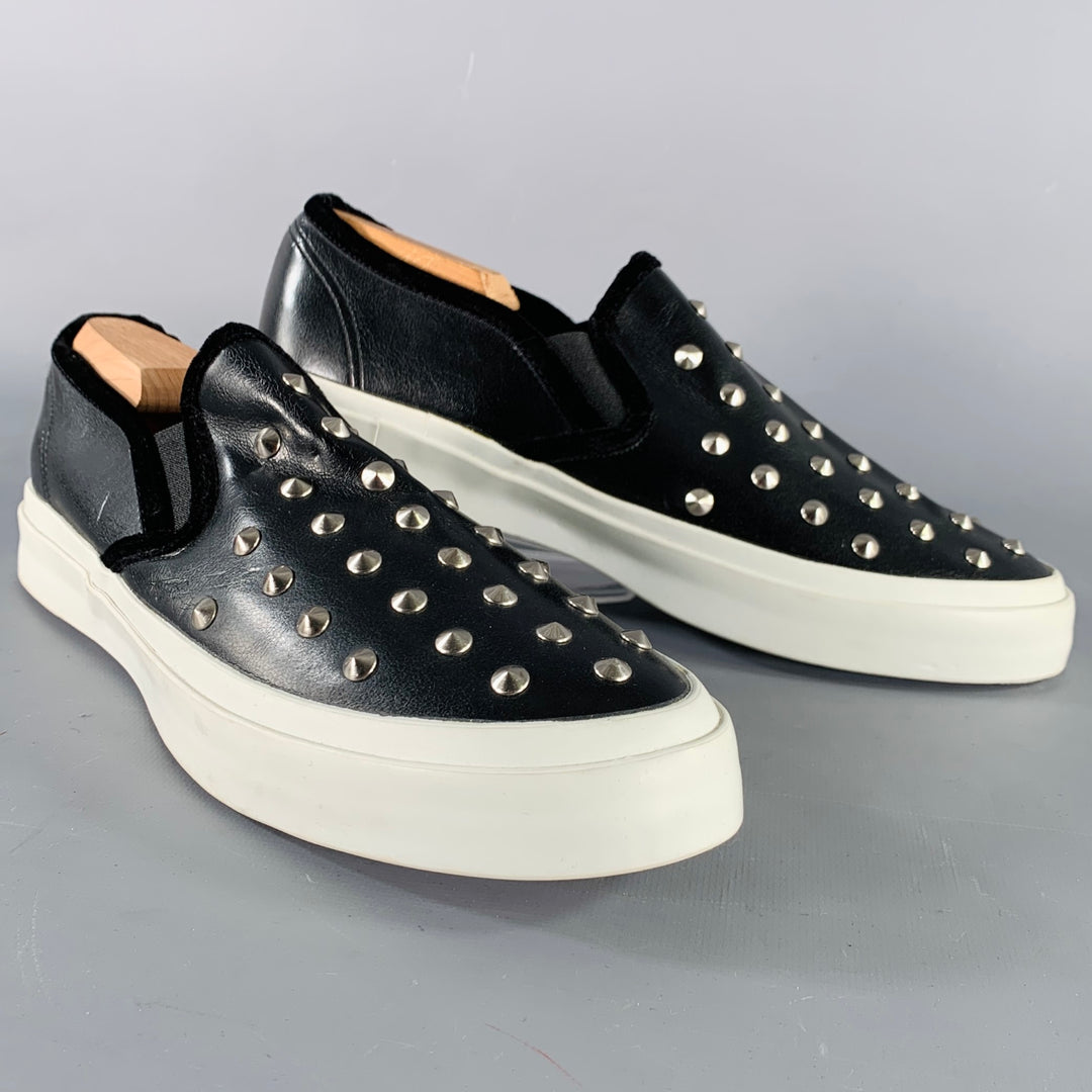 JUNYA WATANABE Size Black Studded Leather Slip On Sneakers