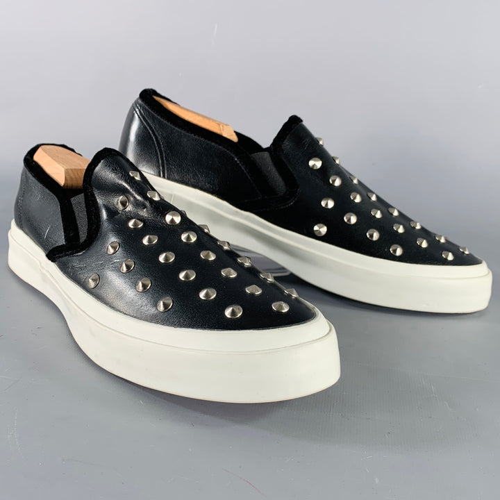 JUNYA WATANABE Size 9.5 Black Studded Leather Slip On Sneakers