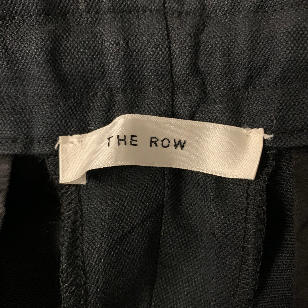 THE ROW Size 10 Navy Silk Linen Drawstring Pants