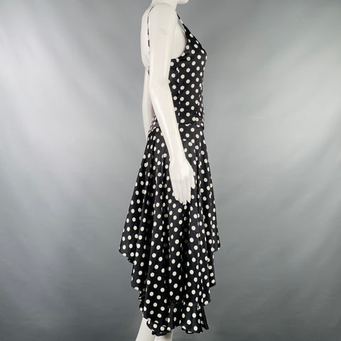 CAROLINE CONSTAS Size XS Black White Silk Blend Polka Dot Dress