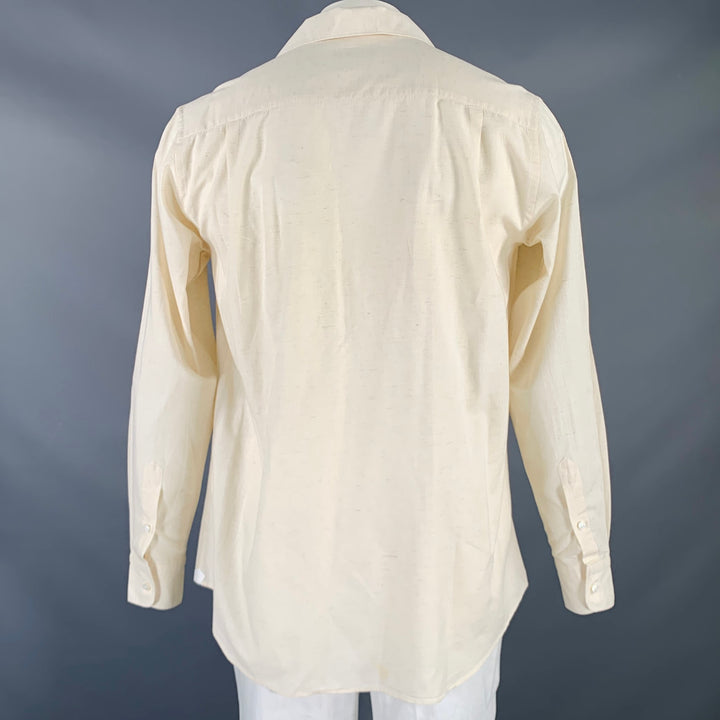 LORO PIANA Size XL Beige Cotton Blend Button Down Long Sleeve Shirt