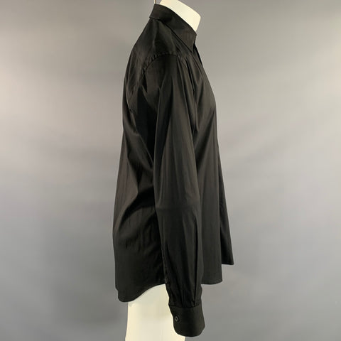 PRADA Size M Black Cotton Blend Button Up Long Sleeve Shirt