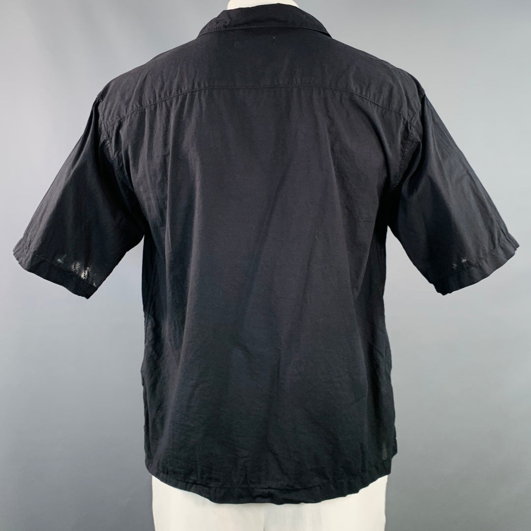 MERZ B. SCHWANEN Size XL Black Organic Cotton One Pocket Oversized Short Sleeve Shirt