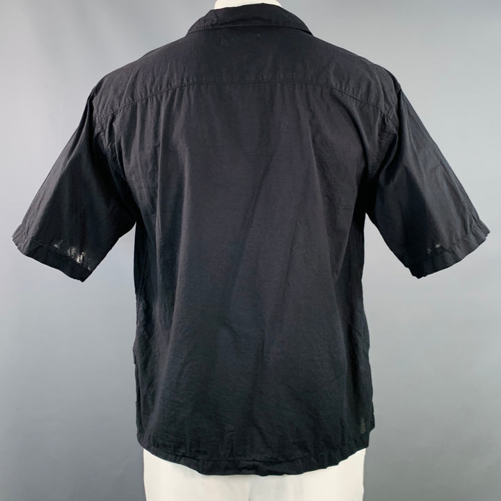 MERZ B. SCHWANEN Size XL Black Organic Cotton One Pocket Oversized Short Sleeve Shirt