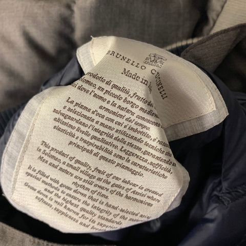 BRUNELLO CUCINELLI Size XL Grey Blue Quilted Wool Reversible Vest