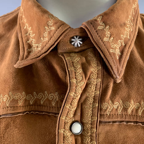 RRL by RALPH LAUREN Size XL Brown Embroidered Suede Western Jacket