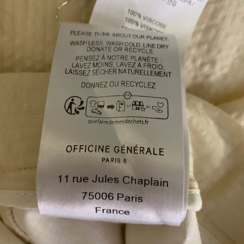 OFFICINE GENERALE Size 32 Cream Stripe Cotton Drawstring Casual Pants