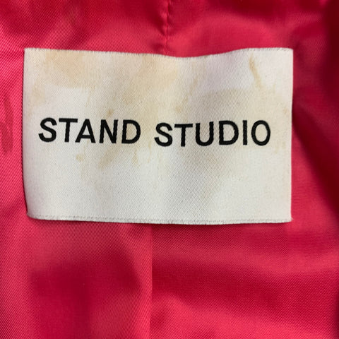 STAND STUDIO Size XS Camille Cocoon Pink Polyester Faux Fur Notch Lapel Coat