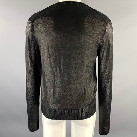 TOM FORD Size S Black Knitted Silk V-Neck Pullover