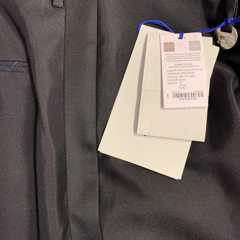 BURBERRY Size 38 Black Wool Silk Double Breasted Tuxedo