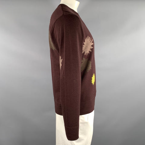 PS by PAUL SMITH Size L Brown Maroon Geometric Merino Wool Ribbed Pullover