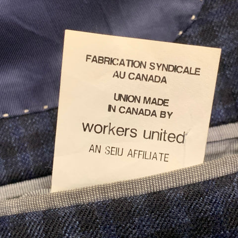 PIATTELLI Size 44 Navy Black Checkered Wool Single Breasted Sport Coat