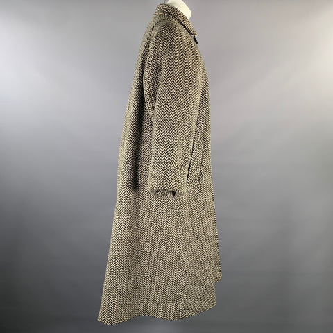 NEIMAN MARCUS Size M Black White Herringbone Notch Lapel Coat
