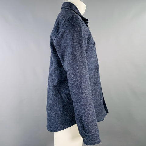 ETUDES Size M Blue Heather Wool Two Pockets Long Sleeve Shirt