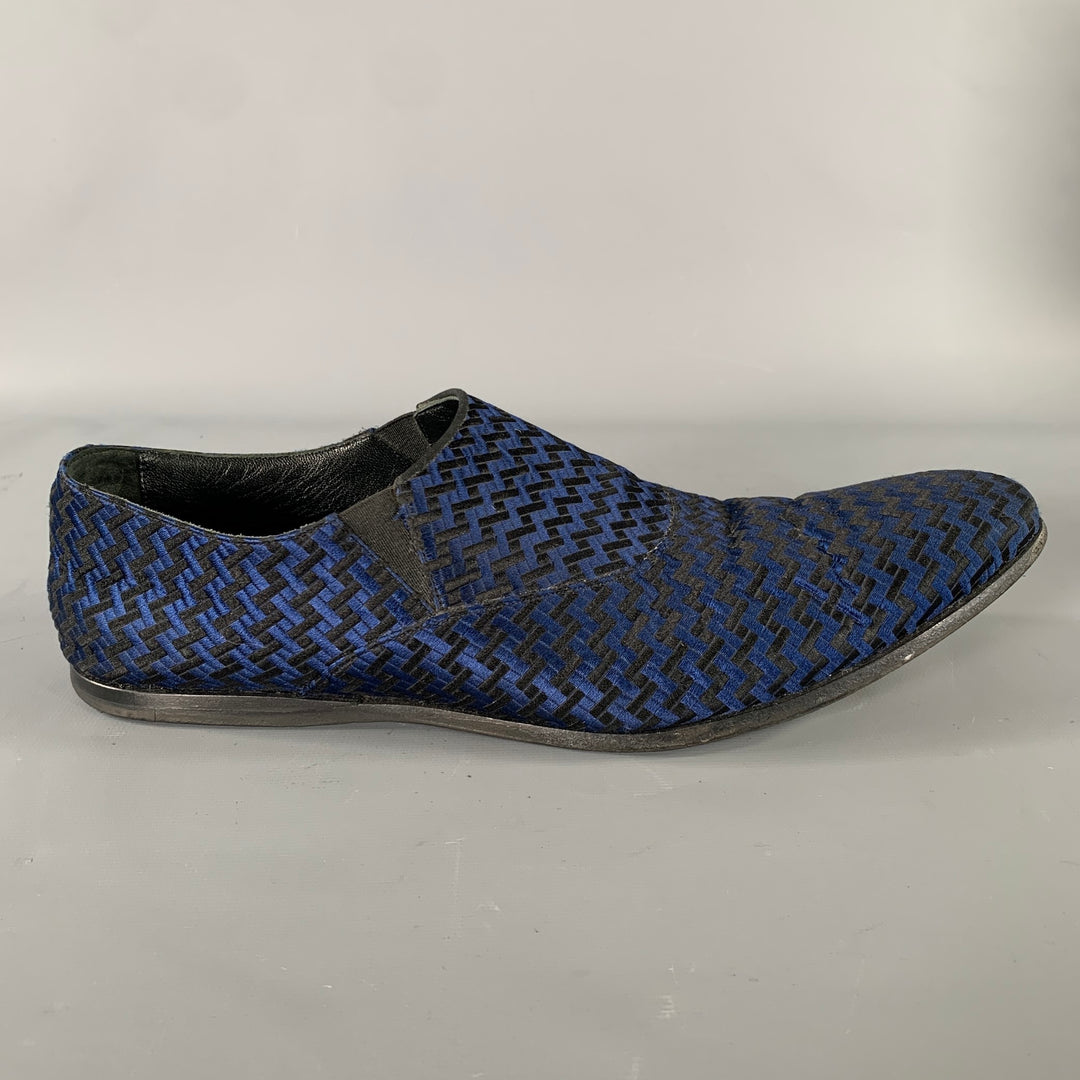 HAIDER ACKERMANN Size 8 Blue Black Woven Loafers
