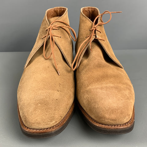 BATTISTONI Size 7 Camel Suede Lace Up Boots
