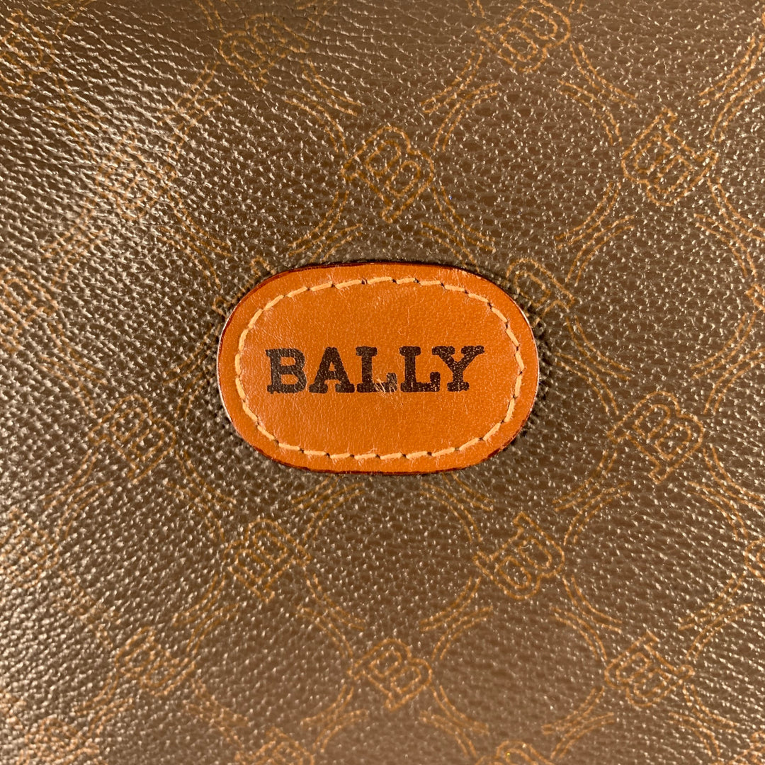 BALLY Brown Tan Monogram Coated Canvas Leather Briefcase