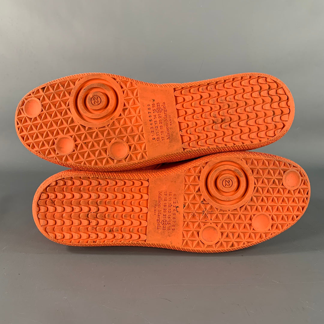 MAISON MARGIELA Size 9 Orange Leather 70's Sneakers