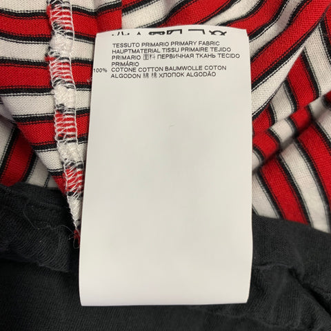 MARNI Size 44 Red White Black Stripe Cotton Drawstring T-shirt