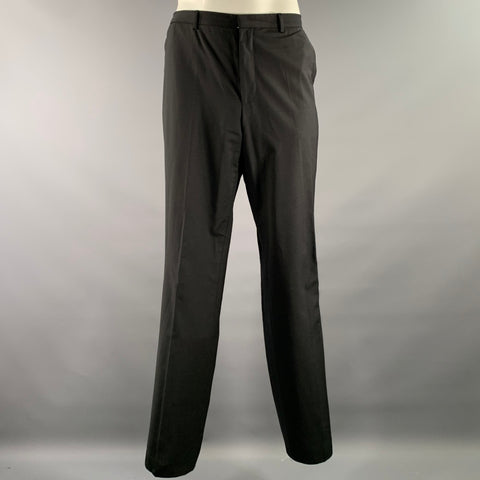 HUGO BOSS Chest Size 44 Black Solid Viscose Notch Lapel 38 34 Tuxedo