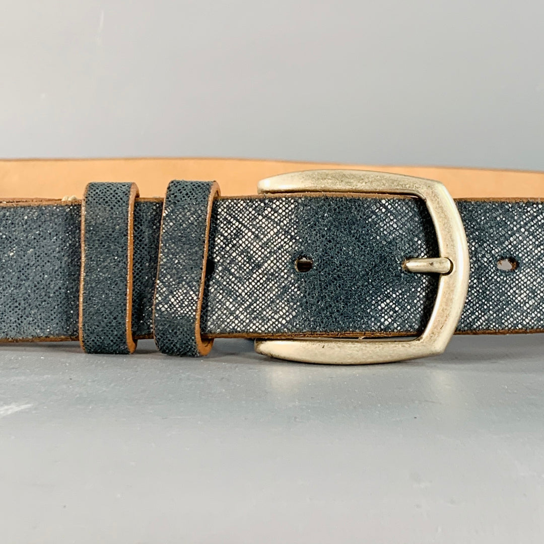 ALLEN EDMONDS Size 42 Blue Tan Textured Leather Belt