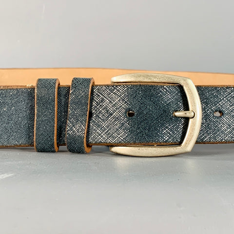 ALLEN EDMONDS Size 42 Blue Tan Textured Leather Belt