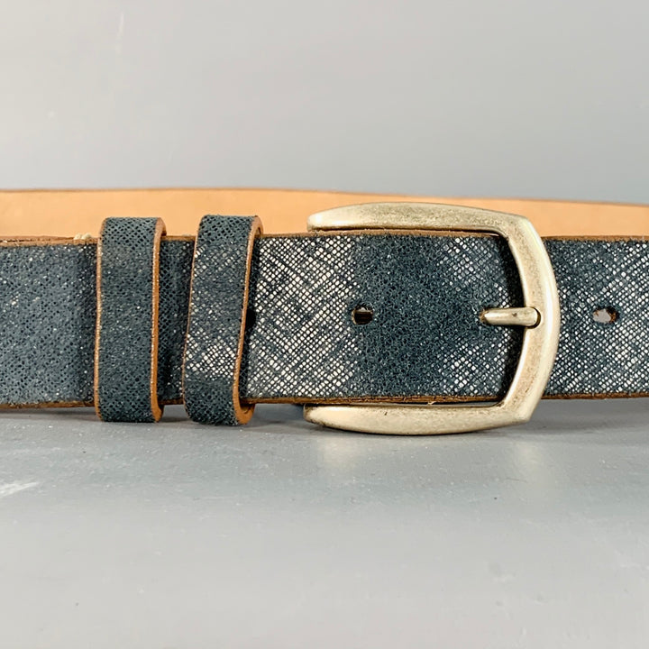 ALLEN EDMONDS Size 42 Blue Tan Textured Leather Belt