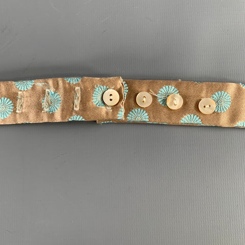 NEIMAN MARCUS Taupe Blue Abstract Floral Silk Satin Bow Tie