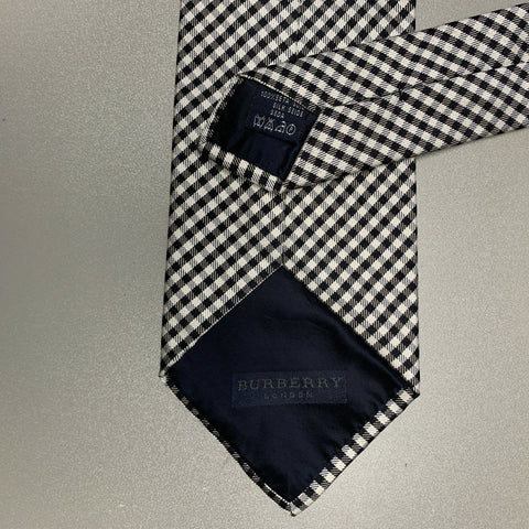 BURBERRY Black White Gingham Silk Tie