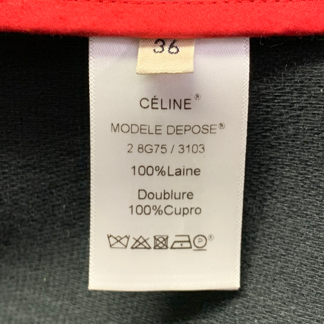 CELINE Size 4 Black Wool Zippers Detail Bondage Coat