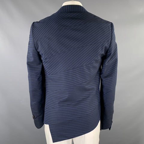 COMME des GARCONS HOMME PLUS Size L Blue Navy Stripe Wool Sport Coat