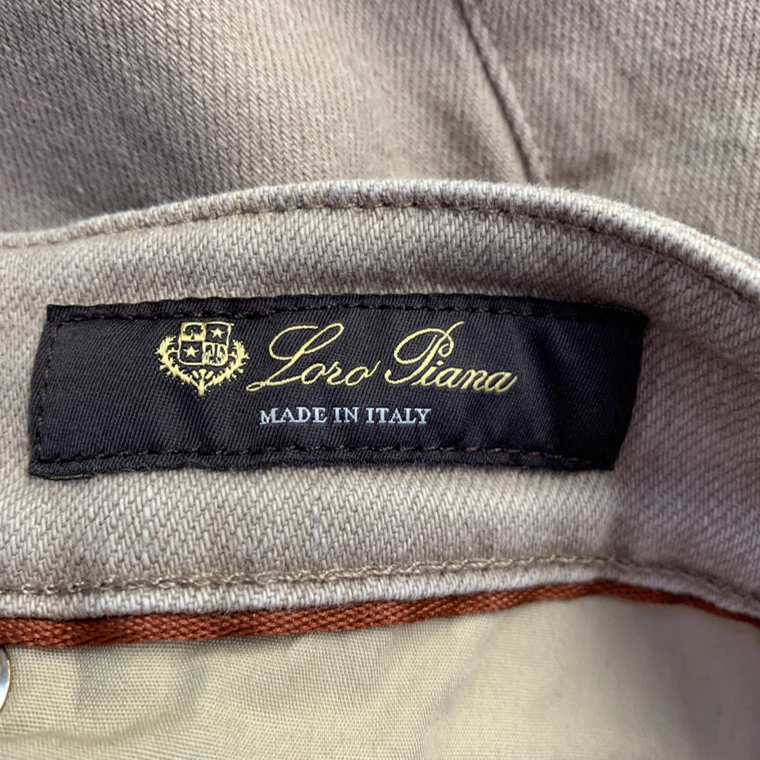 LORO PIANA Size 12 Beige Cotton Blend Twill Tapered Casual Pants