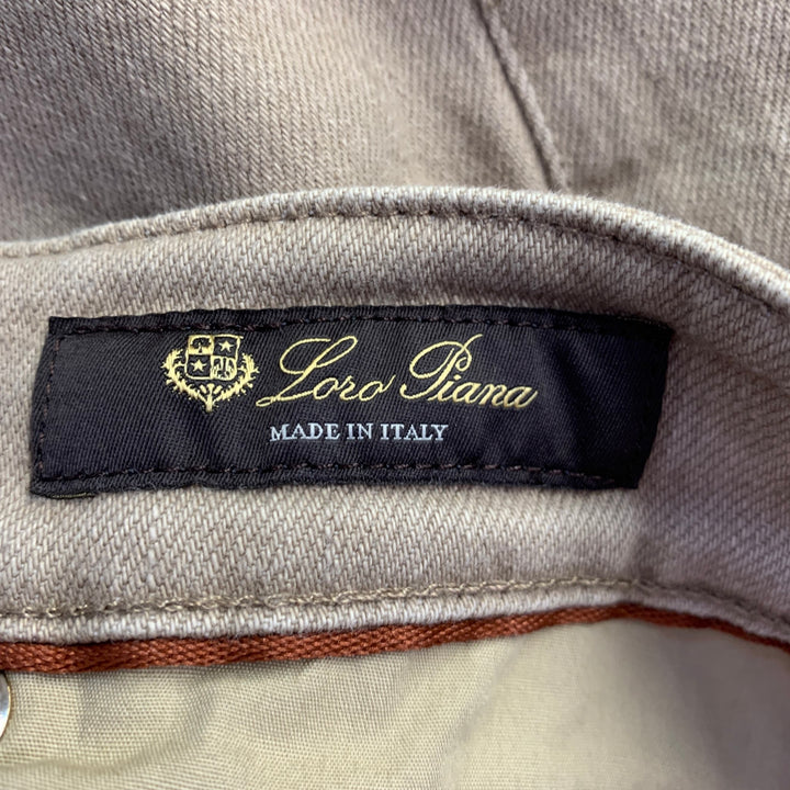 LORO PIANA Size 12 Beige Cotton Blend Twill Tapered Casual Pants