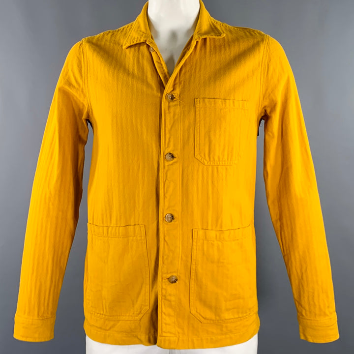 A DAY'S MARCH Size L Yellow Mustard Herringbone Cotton Chore Jacket