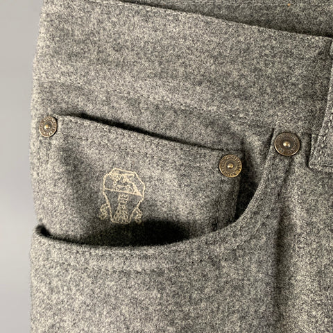 BRUNELLO CUCINELLI Size 32 Gray Heather Wool Button Fly Casual Pants
