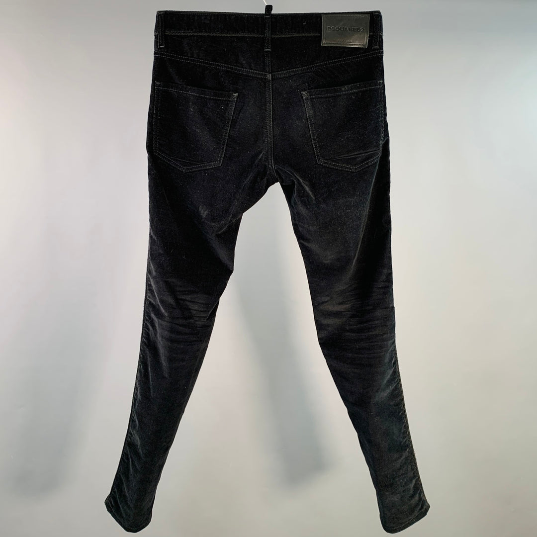 DSQUARED2 Size 32 Black Corduroy Cotton Blend Button Fly Casual Pants