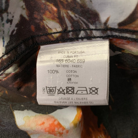 GIVENCHY Size XS Black Orange Animal Print Cotton Long Sleeve Shirt